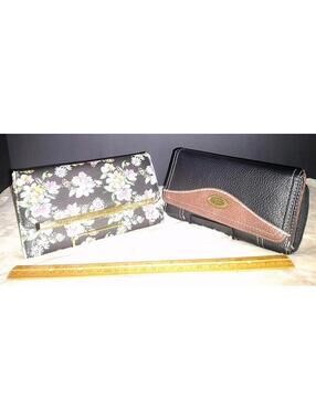 2 WALLETS! STEVE MADDEN Gold and Floral &  BORN CONCEPTS boc Brown Fab/Leather